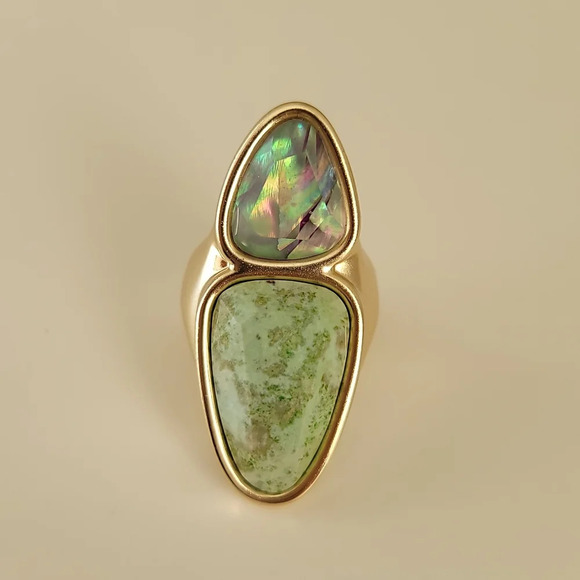 NWT Kendra Scott Gold Tone Margot Cocktail Statement Ring 14K Gold Plated - Picture 1 of 8